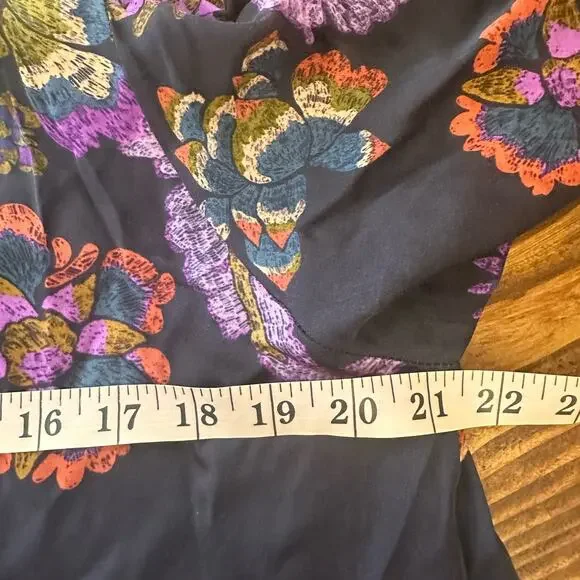 FRNCH Aliciana Black Purple Long Sleeve Paisley Dress Size Large - Picture 7 of 10